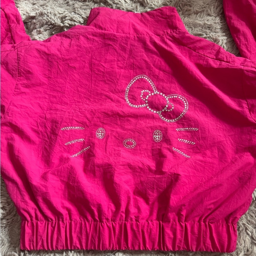 Forever 21 Hot Pink Hello Kitty Wind Breaker Full Zip Jacket Sz Small NWT - Picture 4 of 4